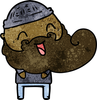 Bir insan tarafından çizilmiş mutlu sakallı adam.