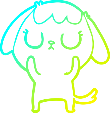 Bir insan tarafından çizilmiş şirin bir çizgi köpeğin soğuk gradyan çizgisi.