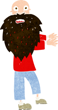 Bir insan tarafından çizilmiş sakallı yaşlı bir adam.