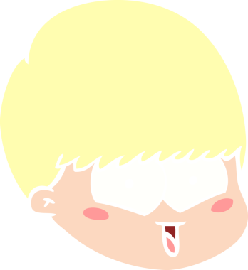 Bir insan tarafından çizilmiş düz renkli çizgi film mutlu çocuk.