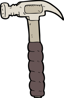 Bir insan tarafından çizilmiş karton çekiç.