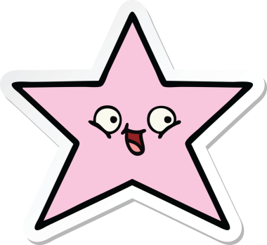 Bir insan tarafından çizilmiş şirin bir çizgi film yıldızının çıkartması.