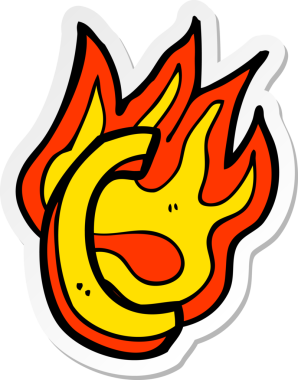 Bir insan tarafından çizilmiş yanan bir karikatür çıkartması.