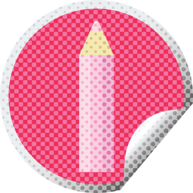 bir insan tarafından çizilmiş pembe renkli kalem grafik vektör çizim dairesel etiketi