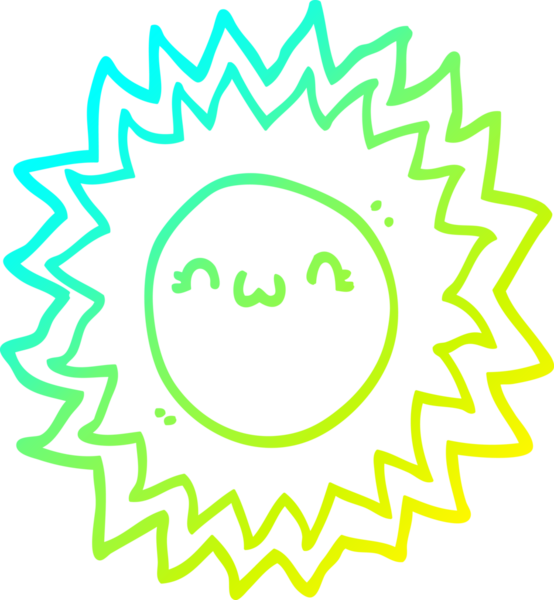 Bir insan tarafından çizilmiş bir karikatür güneş çizimi.