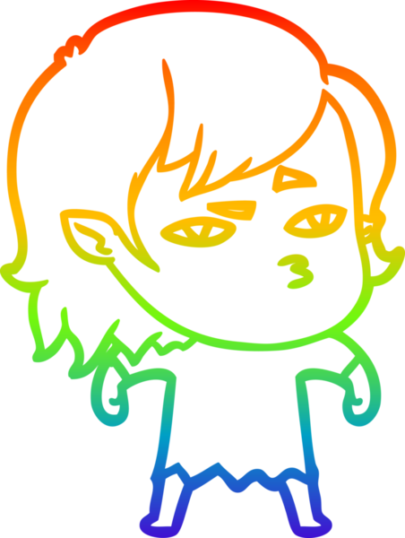 Gökkuşağı gradyan çizimi Bir insan tarafından çizilen vampir kız çizgi