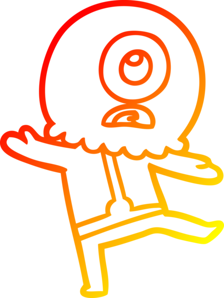 Bir insan tarafından çizilmiş sıcak çizgi çizgi çizimi Kiklops uzaylı uzay adamı