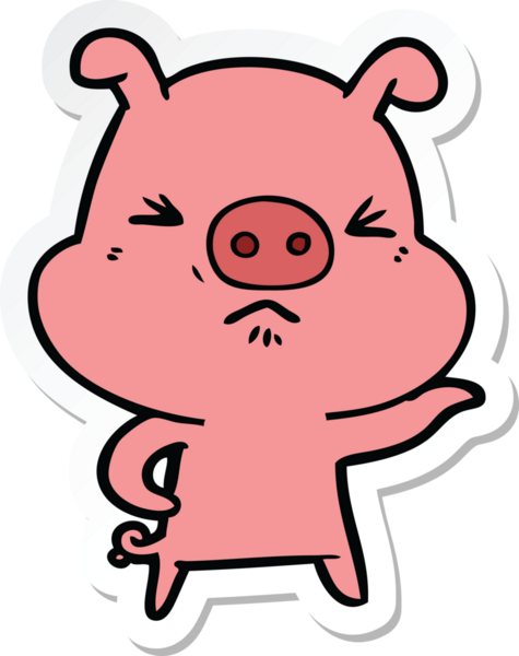 Bir insan tarafından çizilmiş kızgın bir domuzun çıkartması.