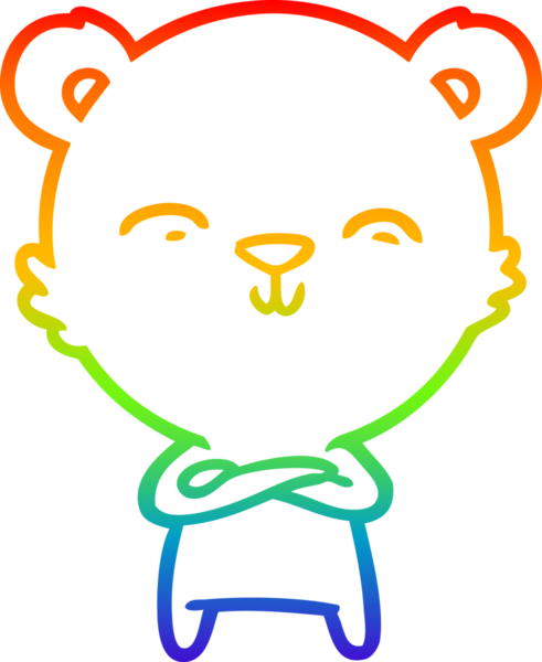 Bir insan tarafından çizilmiş mutlu bir kutup ayısının gökkuşağı gradyanı çizimi