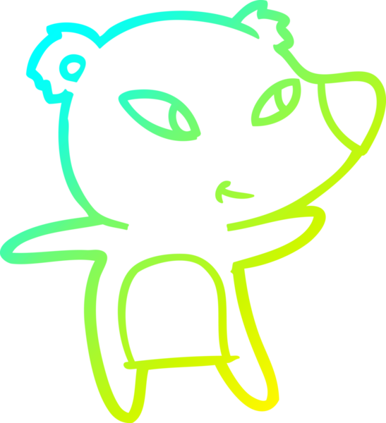 Bir insan tarafından çizilmiş şirin bir çizgi film ayısının soğuk gradyan çizgisi.