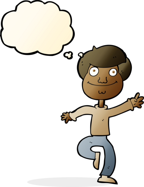 Bir insan tarafından çizilmiş düşünce balonlu çizgi film dansçısı.