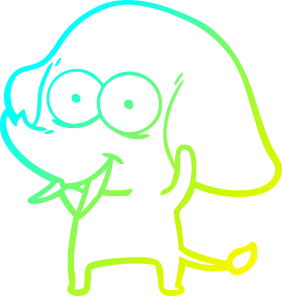 Bir insan tarafından çizilmiş mutlu bir filin soğuk gradyan çizgisi.