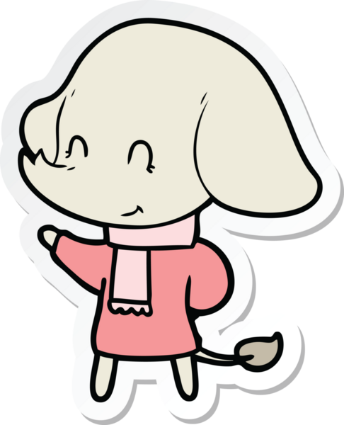 Bir insan tarafından çizilmiş şirin bir fil çıkartması.