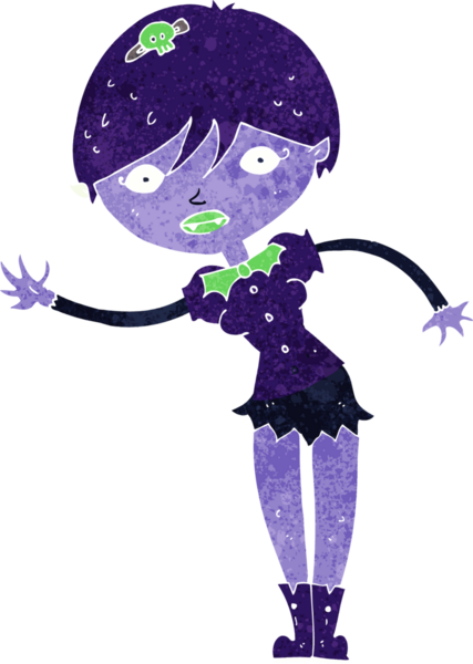 Bir insan tarafından çizilmiş vampir kız çizgi filmi.
