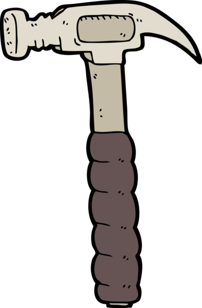 Bir insan tarafından çizilmiş karton çekiç.