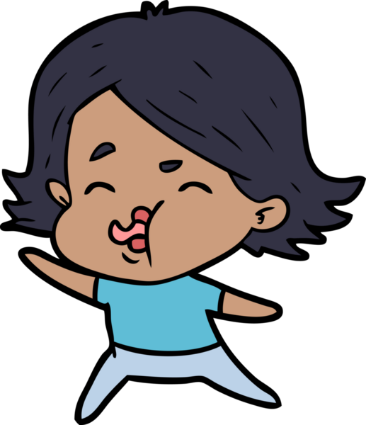 Bir insan tarafından çizilen karikatür kızı.