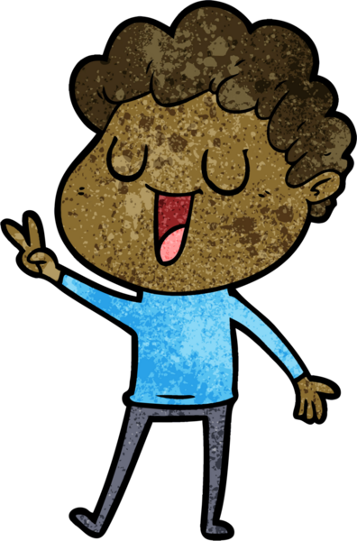 Bir insan tarafından çizilmiş gülen karikatür adam.