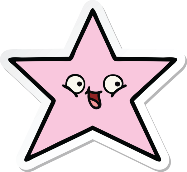 Bir insan tarafından çizilmiş şirin bir çizgi film yıldızının çıkartması.