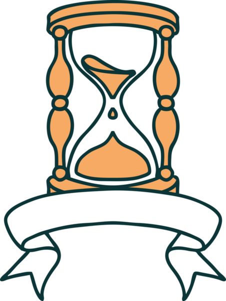 Geleneksel dövmeli bir saat bardağı bir insan tarafından çizilmiş