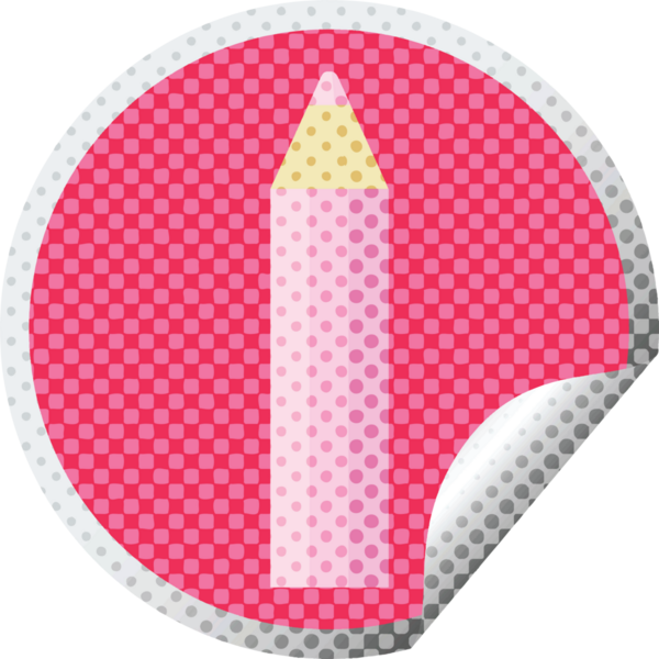 bir insan tarafından çizilmiş pembe renkli kalem grafik vektör çizim dairesel etiketi