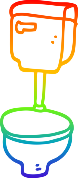 Gökkuşağı gradyan çizgi çizimi Bir insan tarafından çizilmiş altın bir tuvalet