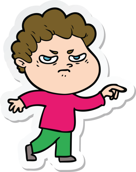 Bir insan tarafından çizilmiş kızgın bir adamın çıkartması.