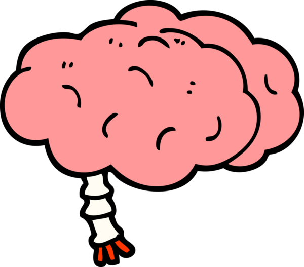 Bir insan tarafından çizilmiş karikatür tarzı bir beyin.