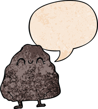 bir insan tarafından çizilmiş, retro desenli konuşma baloncuklu karikatür rock.