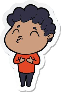 Bir insan tarafından çizilmiş karikatür adamın çıkartması.