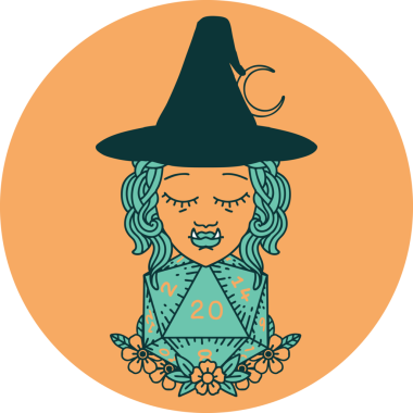 Yarı Ork Büyücüsünün bir insan tarafından çizilmiş yirmi zarlı ikonu