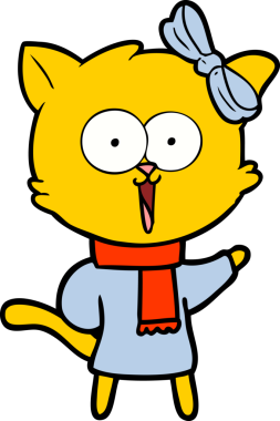 Bir insan tarafından çizilmiş çizgi film kedisi.