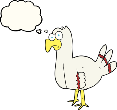 Bir insan tarafından çizilmiş serbest çizim balon karikatür kuşu.