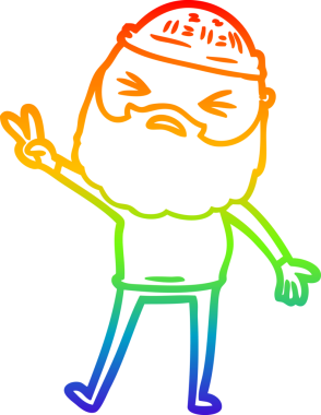 Bir insan tarafından çizilmiş sakallı bir karikatür çizimi.