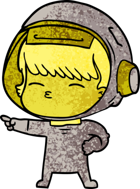 Karikatür meraklısı astronot bir insan tarafından çizilmiş