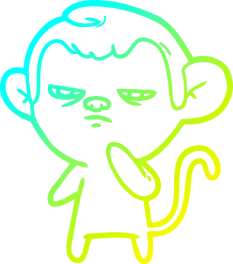 Bir insan tarafından çizilmiş bir çizgi maymun çizimi.