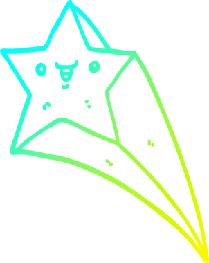 Bir insan tarafından çizilmiş bir çizgi film yıldızının soğuk gradyan çizimi.