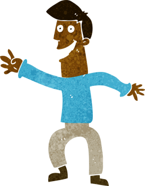 çizgi film mutlu adam dans bir insan tarafından çizilmiş