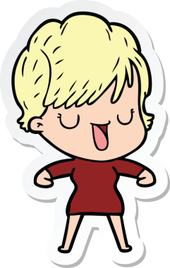 Bir insan tarafından çizilmiş bir karikatür kadının çıkartması.