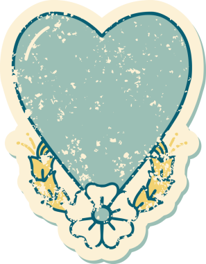 Bir insan tarafından çizilmiş kalp ve çiçeğin sembolik dövmesi.