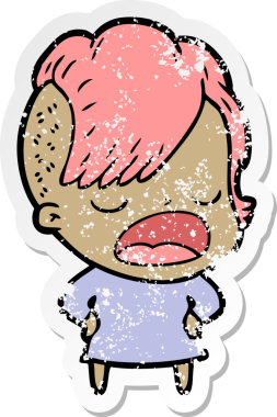 Bir insan tarafından çizilmiş havalı bir hippi kızın karikatür çıkartması.