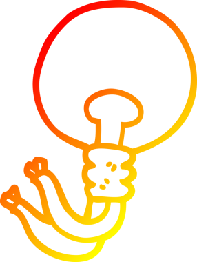 Bir insan tarafından çizilen çizgi film ampulünün sıcak gradyan çizimi