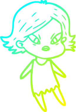 Bir insan tarafından çizilmiş soğuk gradyan çizgi çizimi stresli bir kadın