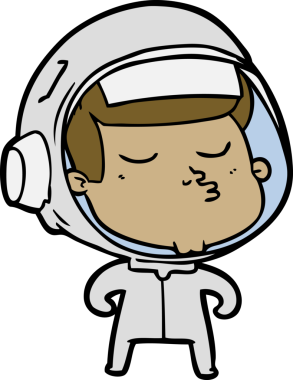 Bir insan tarafından çizilmiş kendine güvenen bir astronot çizgi filmi.