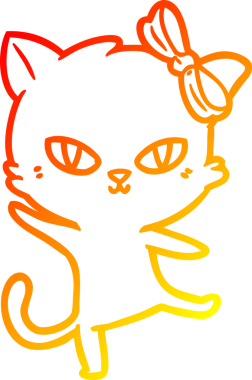 Bir insan tarafından çizilmiş sevimli bir çizgi film kedisinin sıcak çizgi çizgisi.