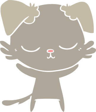 Bir insan tarafından çizilmiş şirin düz renkli çizgi film köpeği.