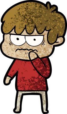 Bir insan tarafından çizilmiş sinirli çizgi film çocuğu.