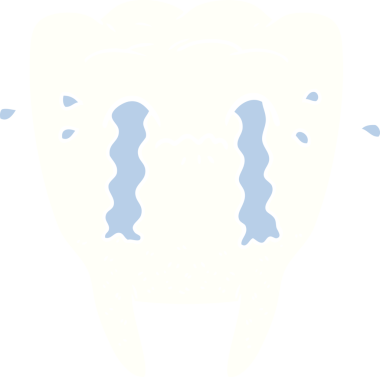 Bir insan tarafından çizilmiş düz renkli çizgi film dişleri.