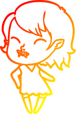 Bir insan tarafından çizilmiş yanağında kan olan vampir bir kızın çizgi film çizimi.