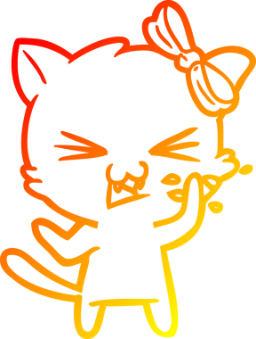 Bir insan tarafından çizilmiş çizgi film kedisinin sıcak çizgi çizimi