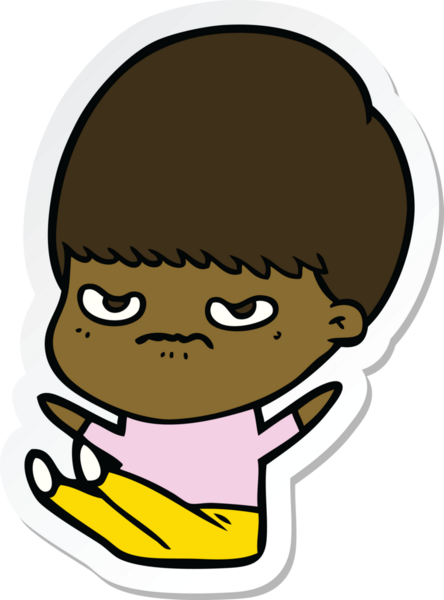 Bir insan tarafından çizilmiş bir çizgi film çocuğunun çıkartması.